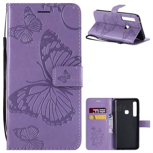 Embossing 3D Butterfly Leather Wallet Case for Samsung Galaxy A9 (2018) / A9 Star Pro / A9s - Purple