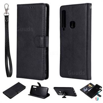 Retro Greek Detachable Magnetic PU Leather Wallet Phone Case for Samsung Galaxy A9 (2018) / A9 Star Pro / A9s - Black