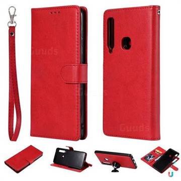 Retro Greek Detachable Magnetic PU Leather Wallet Phone Case for Samsung Galaxy A9 (2018) / A9 Star Pro / A9s - Red