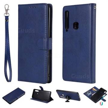 Retro Greek Detachable Magnetic PU Leather Wallet Phone Case for Samsung Galaxy A9 (2018) / A9 Star Pro / A9s - Blue