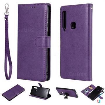 Retro Greek Detachable Magnetic PU Leather Wallet Phone Case for Samsung Galaxy A9 (2018) / A9 Star Pro / A9s - Purple