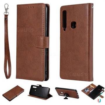 Retro Greek Detachable Magnetic PU Leather Wallet Phone Case for Samsung Galaxy A9 (2018) / A9 Star Pro / A9s - Brown