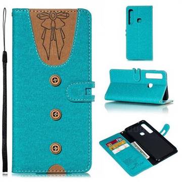 Ladies Bow Clothes Pattern Leather Wallet Phone Case for Samsung Galaxy A9 (2018) / A9 Star Pro / A9s - Green