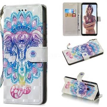 Colorful Elephant 3D Painted Leather Wallet Phone Case for Samsung Galaxy A9 (2018) / A9 Star Pro / A9s