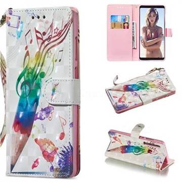 Music Pen 3D Painted Leather Wallet Phone Case for Samsung Galaxy A9 (2018) / A9 Star Pro / A9s