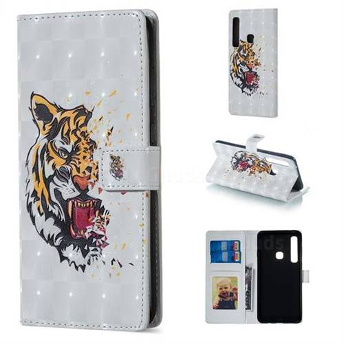 Toothed Tiger 3D Painted Leather Phone Wallet Case for Samsung Galaxy A9 (2018) / A9 Star Pro / A9s