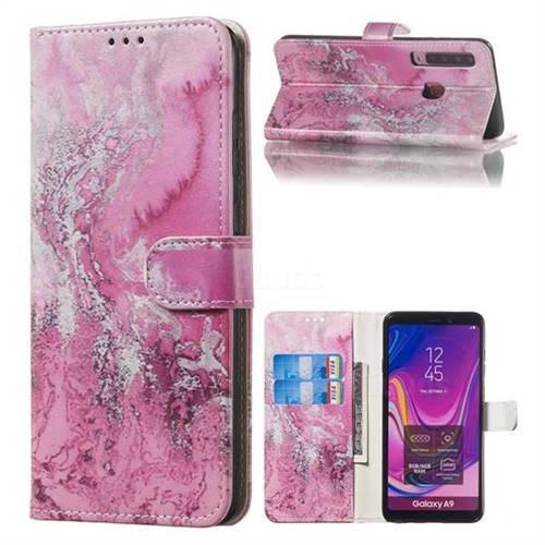 Pink Seawater PU Leather Wallet Case for Samsung Galaxy A9 (2018) / A9 Star Pro / A9s
