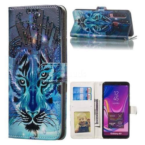 Ice Wolf 3D Relief Oil PU Leather Wallet Case for Samsung Galaxy A9 (2018) / A9 Star Pro / A9s