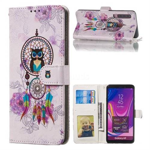 Wind Chimes Owl 3D Relief Oil PU Leather Wallet Case for Samsung Galaxy A9 (2018) / A9 Star Pro / A9s