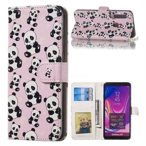 Cute Panda 3D Relief Oil PU Leather Wallet Case for Samsung Galaxy A9 (2018) / A9 Star Pro / A9s