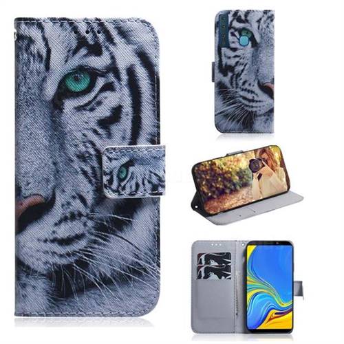 White Tiger PU Leather Wallet Case for Samsung Galaxy A9 (2018) / A9 Star Pro / A9s