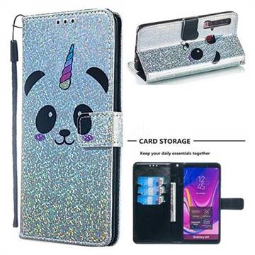 Panda Unicorn Sequins Painted Leather Wallet Case for Samsung Galaxy A9 (2018) / A9 Star Pro / A9s