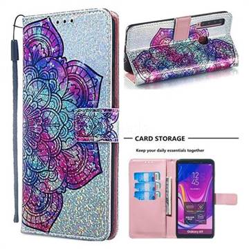 Glutinous Flower Sequins Painted Leather Wallet Case for Samsung Galaxy A9 (2018) / A9 Star Pro / A9s