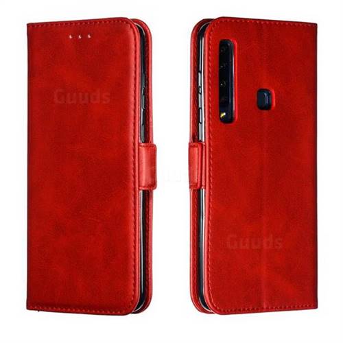 Retro Classic Calf Pattern Leather Wallet Phone Case for Samsung Galaxy A9 (2018) / A9 Star Pro / A9s - Red