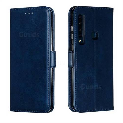 Retro Classic Calf Pattern Leather Wallet Phone Case for Samsung Galaxy A9 (2018) / A9 Star Pro / A9s - Blue