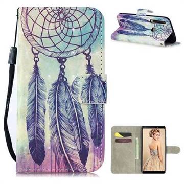 Feather Wind Chimes 3D Painted Leather Wallet Phone Case for Samsung Galaxy A9 (2018) / A9 Star Pro / A9s