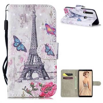 Paris Tower 3D Painted Leather Wallet Phone Case for Samsung Galaxy A9 (2018) / A9 Star Pro / A9s