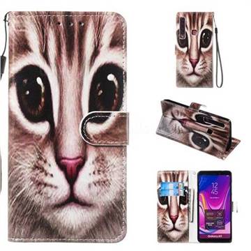 Coffe Cat Smooth Leather Phone Wallet Case for Samsung Galaxy A9 (2018) / A9 Star Pro / A9s