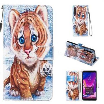 Baby Tiger Smooth Leather Phone Wallet Case for Samsung Galaxy A9 (2018) / A9 Star Pro / A9s
