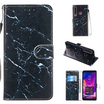 Black Marble Smooth Leather Phone Wallet Case for Samsung Galaxy A9 (2018) / A9 Star Pro / A9s