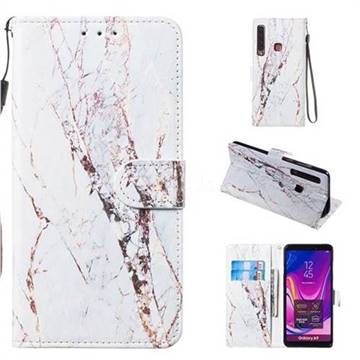 White Marble Smooth Leather Phone Wallet Case for Samsung Galaxy A9 (2018) / A9 Star Pro / A9s