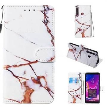 Platinum Marble Smooth Leather Phone Wallet Case for Samsung Galaxy A9 (2018) / A9 Star Pro / A9s