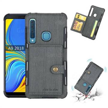Brush Multi-function Leather Phone Case for Samsung Galaxy A9 (2018) / A9 Star Pro / A9s - Gray