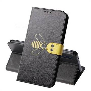 Silk Texture Bee Pattern Leather Phone Case for Samsung Galaxy A9 (2018) / A9 Star Pro / A9s - Black