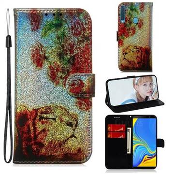 Tiger Rose Laser Shining Leather Wallet Phone Case for Samsung Galaxy A9 (2018) / A9 Star Pro / A9s