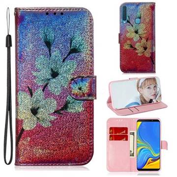 Magnolia Laser Shining Leather Wallet Phone Case for Samsung Galaxy A9 (2018) / A9 Star Pro / A9s