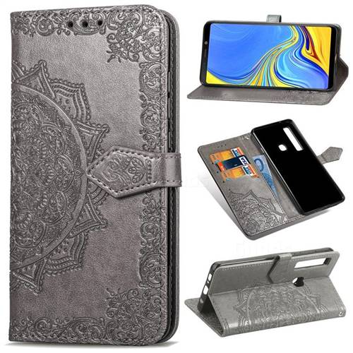 Embossing Imprint Mandala Flower Leather Wallet Case for Samsung Galaxy A9 (2018) / A9 Star Pro / A9s - Gray