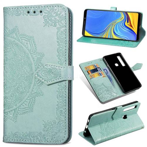 Embossing Imprint Mandala Flower Leather Wallet Case for Samsung Galaxy A9 (2018) / A9 Star Pro / A9s - Green