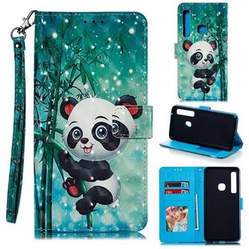 Cute Panda 3D Painted Leather Phone Wallet Case for Samsung Galaxy A9 (2018) / A9 Star Pro / A9s