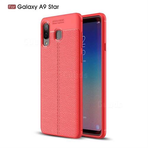 Luxury Auto Focus Litchi Texture Silicone TPU Back Cover for Samsung Galaxy A8 Star (A9 Star) - Red