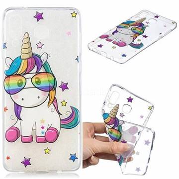 Glasses Unicorn Clear Varnish Soft Phone Back Cover for Samsung Galaxy A8 Star (A9 Star)