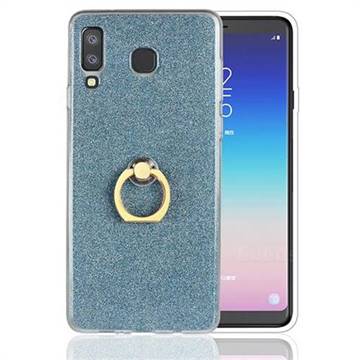 Luxury Soft TPU Glitter Back Ring Cover with 360 Rotate Finger Holder Buckle for Samsung Galaxy A8 Star (A9 Star) - Blue