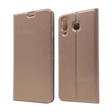 Ultra Slim Card Magnetic Automatic Suction Leather Wallet Case for Samsung Galaxy A8 Star (A9 Star) - Rose Gold
