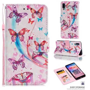 Ribbon Flying Butterfly 3D Painted Leather Phone Wallet Case for Samsung Galaxy A8 Star (A9 Star)