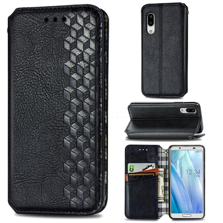 Ultra Slim Fashion Business Card Magnetic Automatic Suction Leather Flip  Cover for Sharp AQUOS sense3 Lite SH-RM12 - Black
