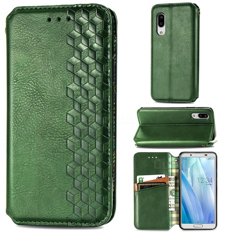 Ultra Slim Fashion Business Card Magnetic Automatic Suction Leather Flip Cover for Sharp AQUOS sense3 Lite SH-RM12 - Green