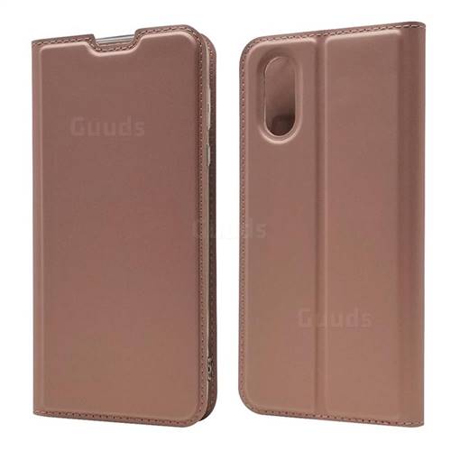 Ultra Slim Card Magnetic Automatic Suction Leather Wallet Case for Sharp AQUOS sense3 Plus SHV46 - Rose Gold