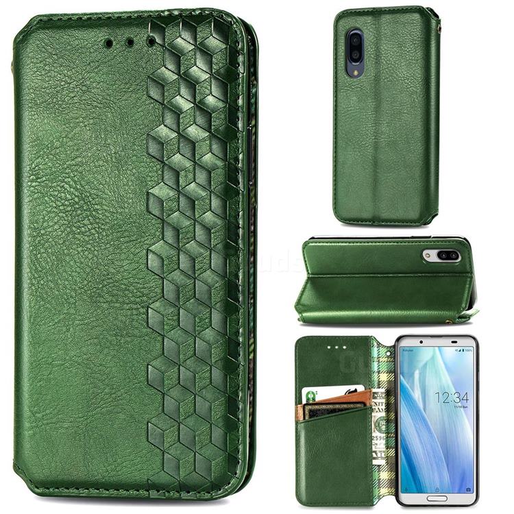 Ultra Slim Fashion Business Card Magnetic Automatic Suction Leather Flip Cover for Sharp AQUOS sense3 Plus SHV46 - Green
