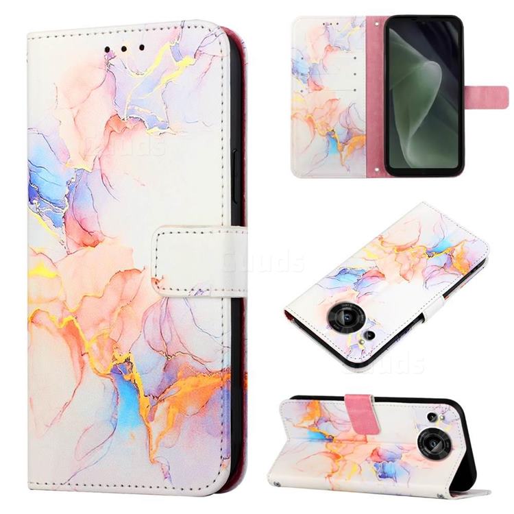 Galaxy Dream Marble Leather Wallet Protective Case for Sharp AQUOS sense7 SH-V48