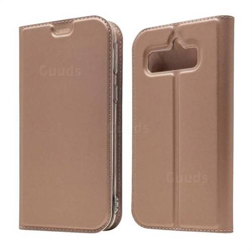 Ultra Slim Card Magnetic Automatic Suction Leather Wallet Case for Softbank AQUOS Simple Sumaho4(AQUOS Simply4) - Rose Gold