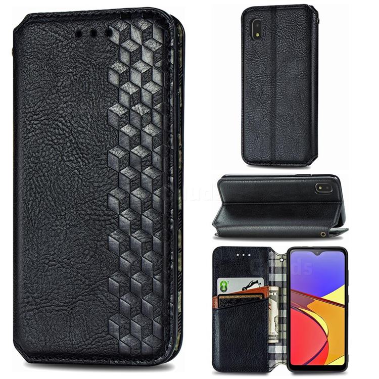 Ultra Slim Fashion Business Card Magnetic Automatic Suction Leather Flip Cover for Docomo Galaxy A21 Japan SC-42A - Black