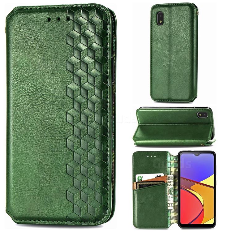 Ultra Slim Fashion Business Card Magnetic Automatic Suction Leather Flip Cover for Docomo Galaxy A21 Japan SC-42A - Green