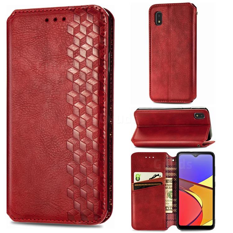 Ultra Slim Fashion Business Card Magnetic Automatic Suction Leather Flip Cover for Docomo Galaxy A21 Japan SC-42A - Red