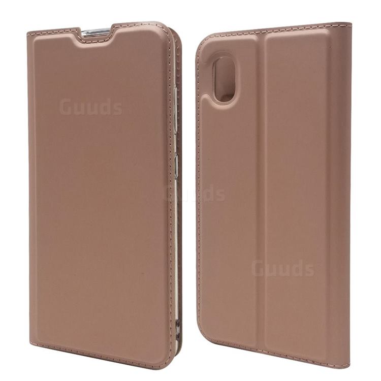 Ultra Slim Card Magnetic Automatic Suction Leather Wallet Case for Docomo Galaxy A21 Japan SC-42A - Rose Gold