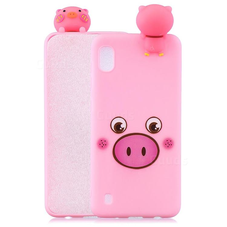 Small Pink Pig Soft 3D Climbing Doll Soft Case for Samsung Galaxy A01