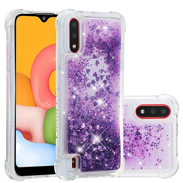 Dynamic Liquid Glitter Sand Quicksand Star TPU Case for Samsung Galaxy A01 - Purple